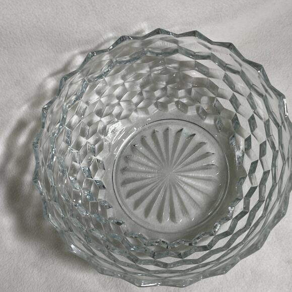 Vintage Fostoria American Clear Glass 9” Salad/Serving Bowl Cubist EUC - Picture 3 of 6